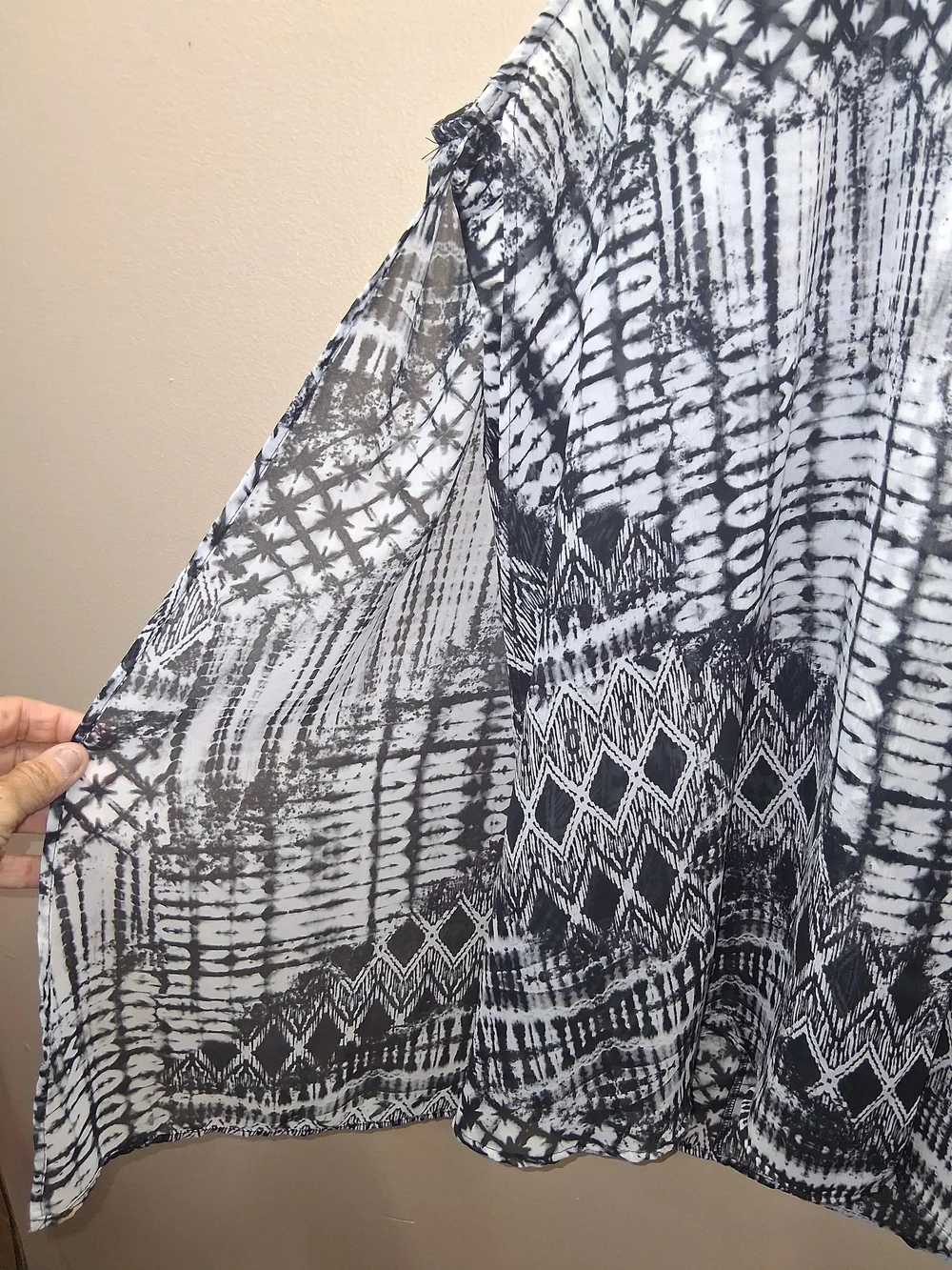 ZAC & RACHEL Black & White Tie Dye High Low Tank Top Plus 2X Boho Chic